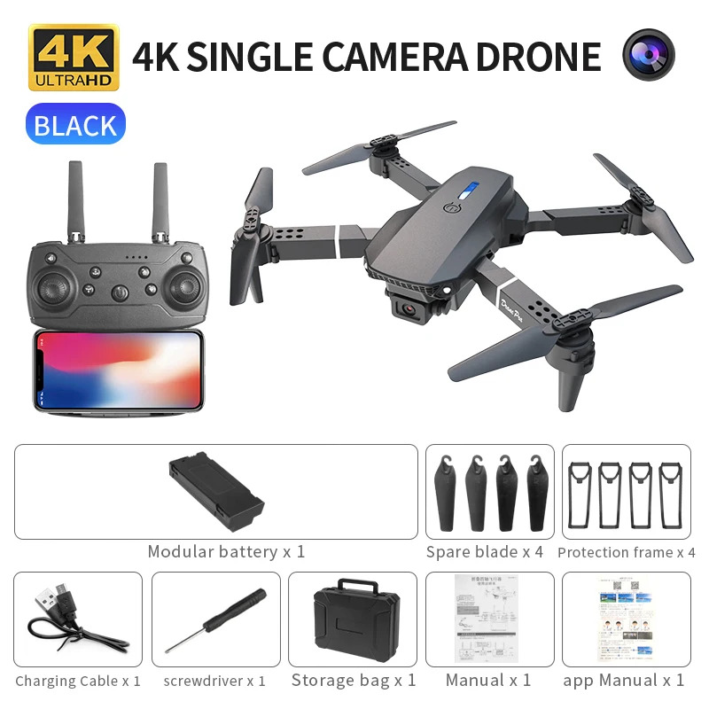 Dron plegable inteligente E88  - Drone Camera Lens reseña y precio