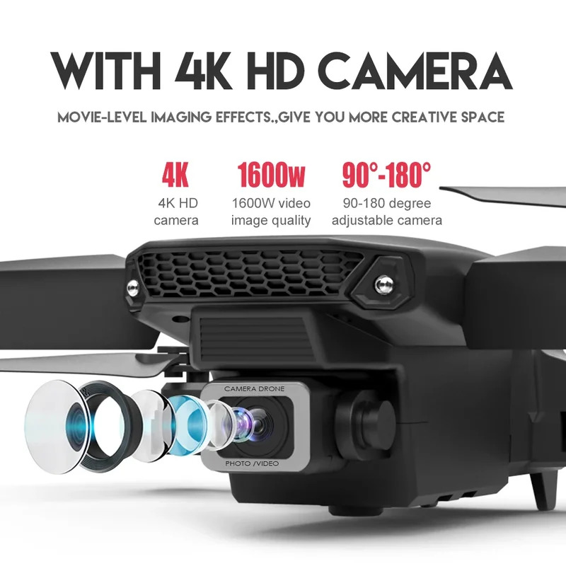 Dron plegable inteligente E88  - Drone Camera Lens reseña y precio